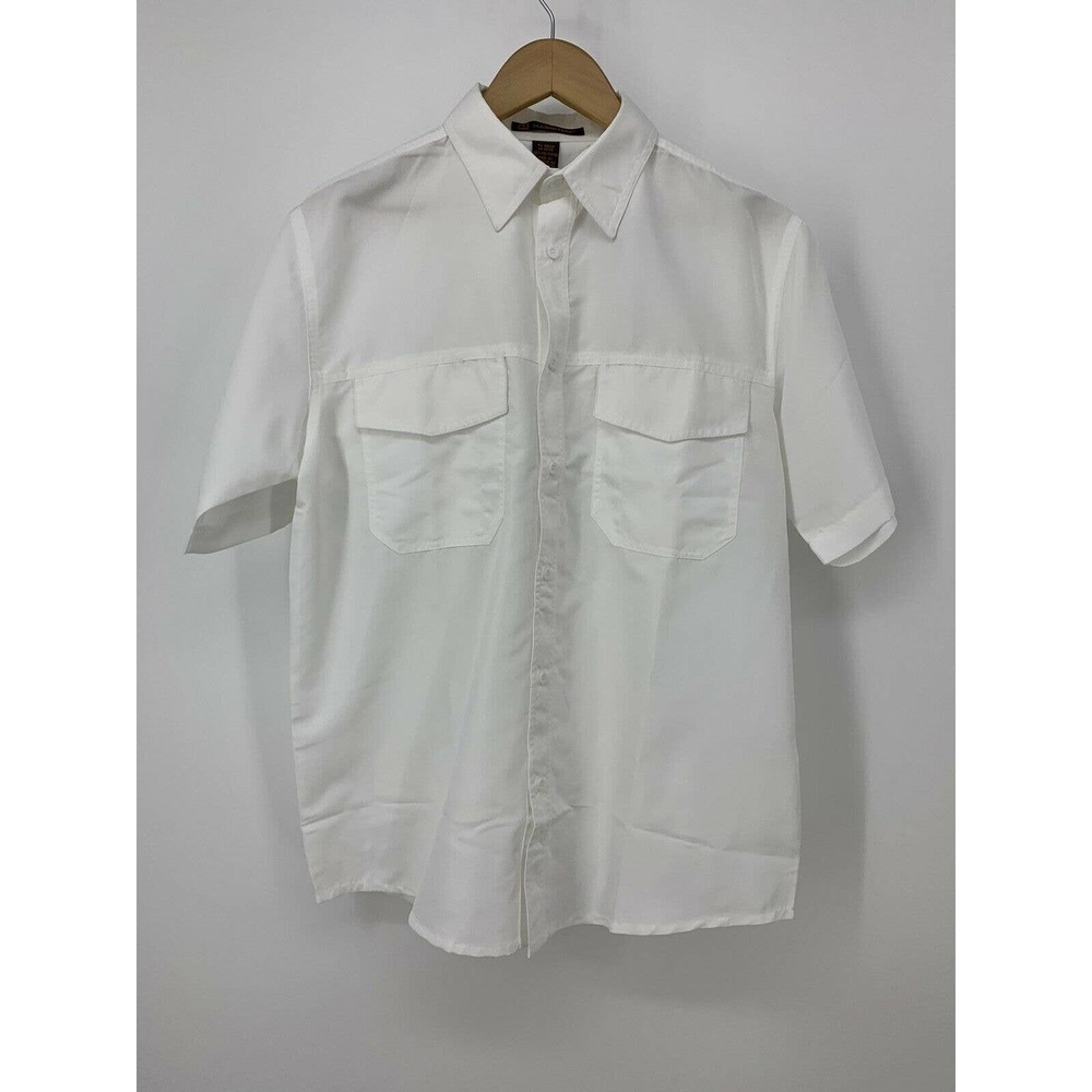 NEW Harriton Mens M White AquaGuard Key West Short Sleeve Performance Shirt M580